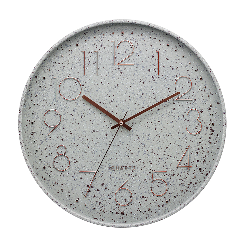 Terrazo plastic wall clock with embossed number
