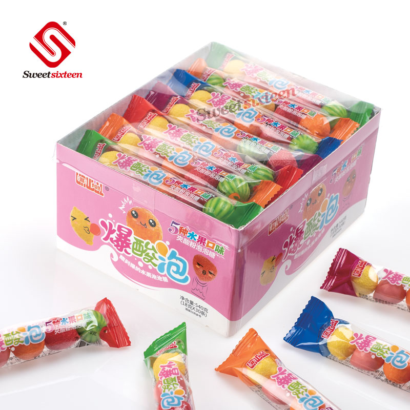 3.6g Fruit shape bubble gum With Sour Powder