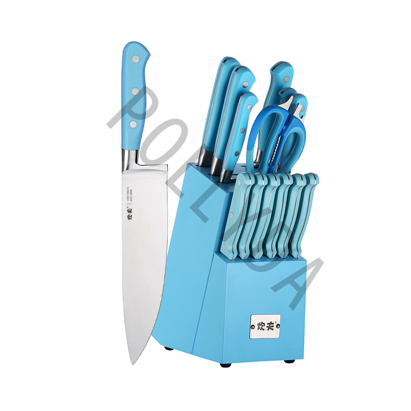 Bolster Knife Block Set 14 PCS w/ ABS Handle kitchen knife D83-14S