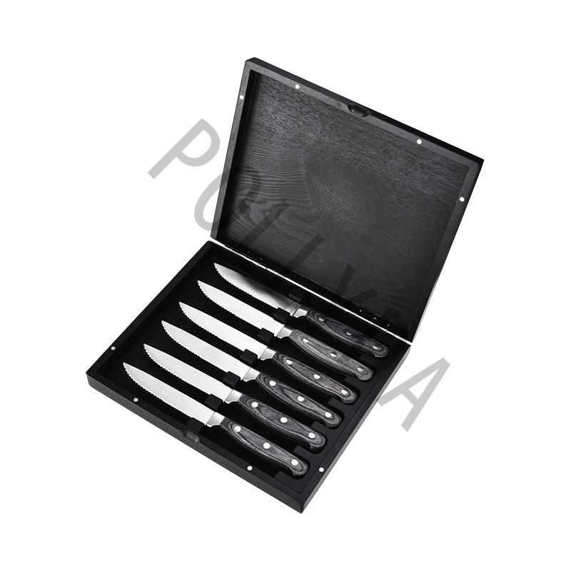 Pakka wood handle with 18/0 bolster steak knife set D119-6S