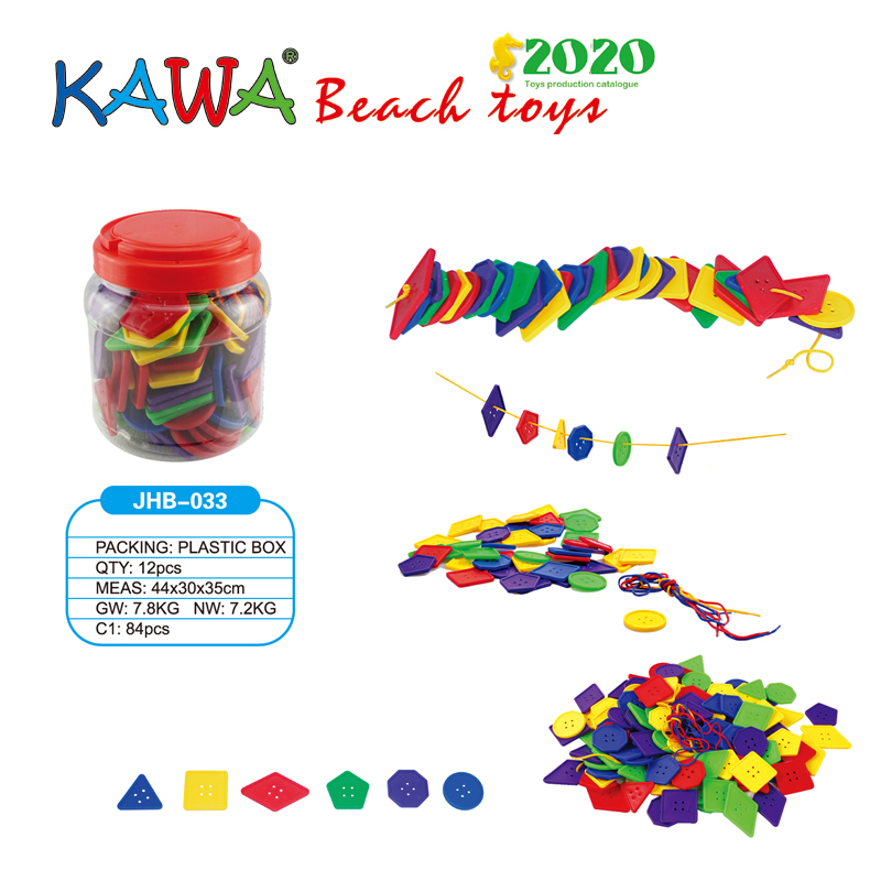 Plastic buttons in buckets