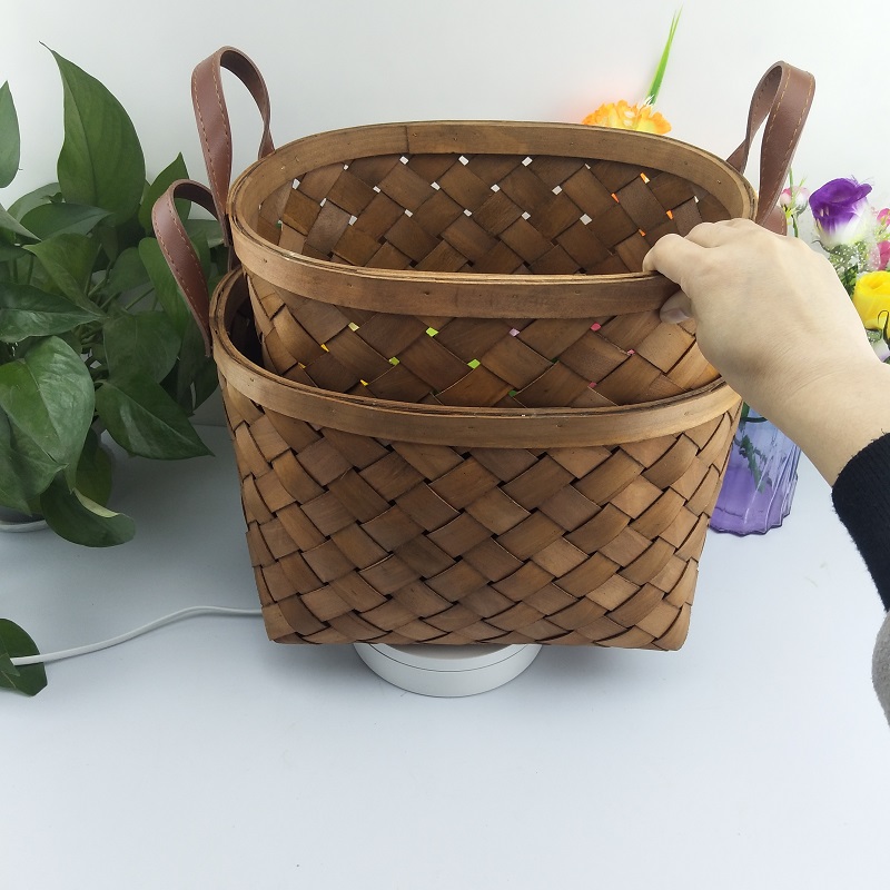 Hand-woven wood basket Kitchen basket for fruit basket