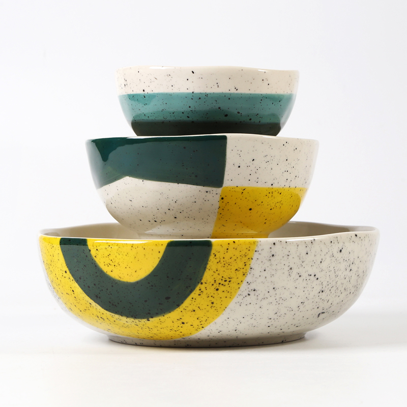 Irregular bowl, hand painted,rainbow and mottled effect