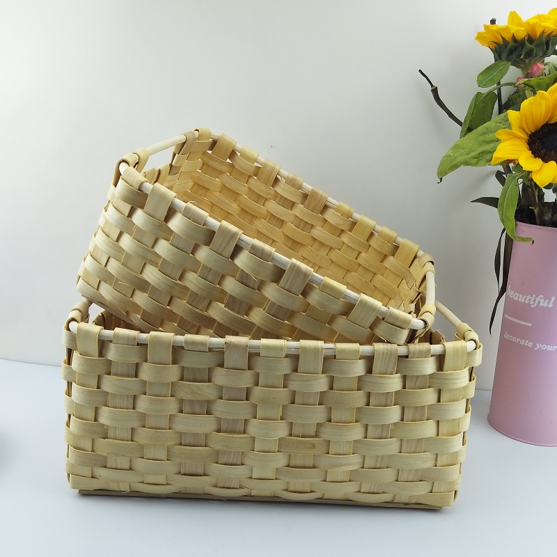 Hand-woven wood basket Kitchen basket for fruit basket