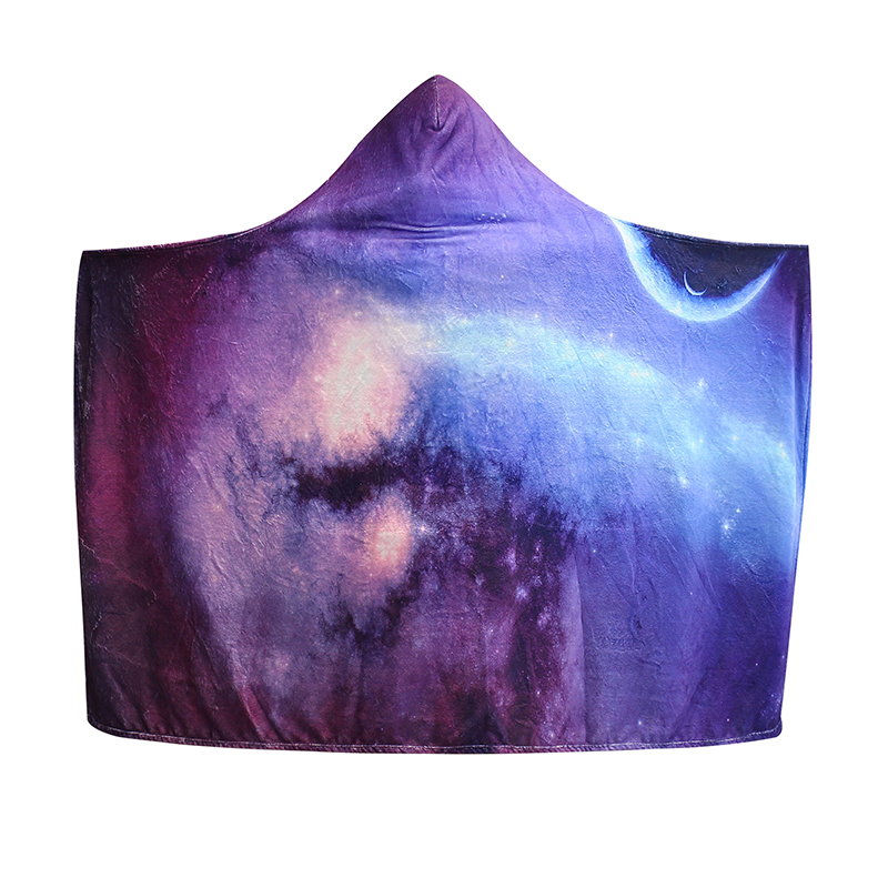 100% polyester 3D Print Hooded Blanket,Throw,Digital Print,Galaxy,Home Wear,Sleeping Wear,Flannel Fleece,Sherpa,Super Soft,Warm