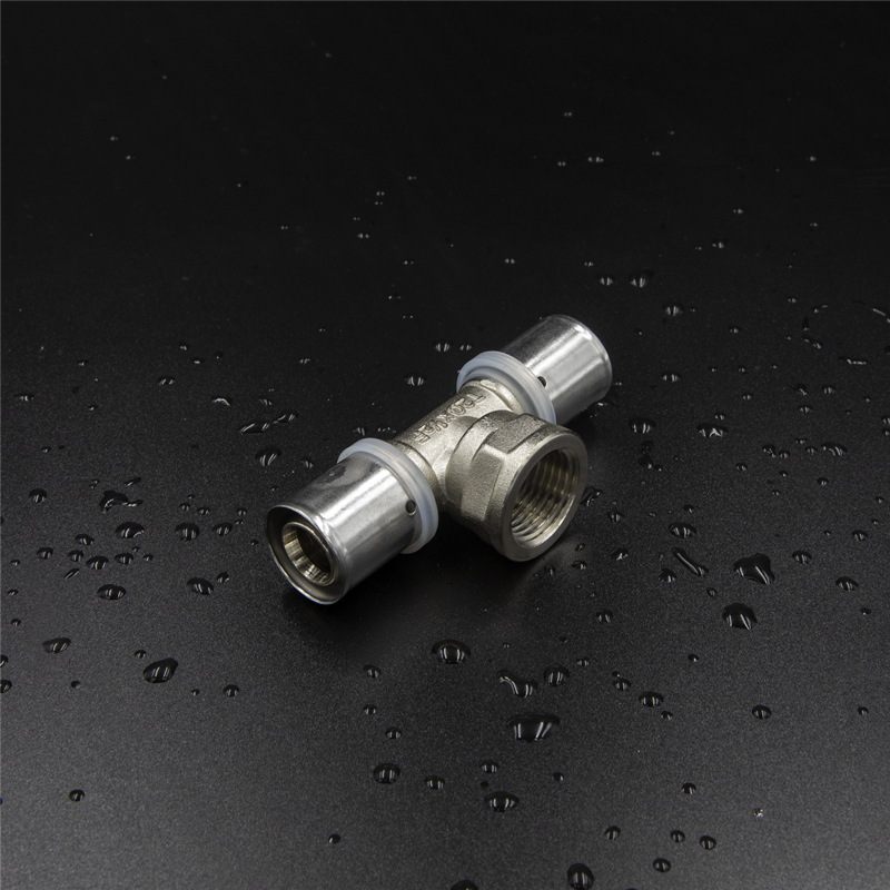 Brass Press Fitting Female Tee Nickel Plated