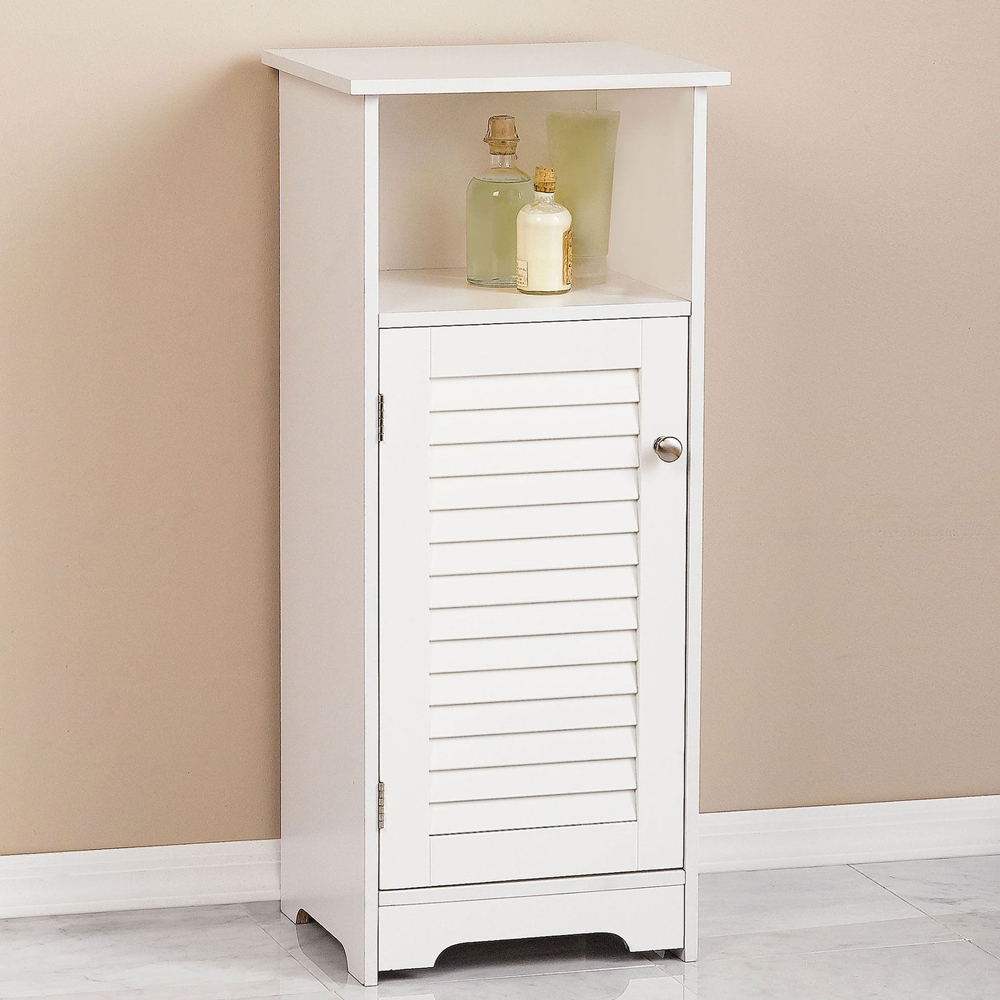 White Bathroom Storage Shelf Wood Bathroom Organizer With Door