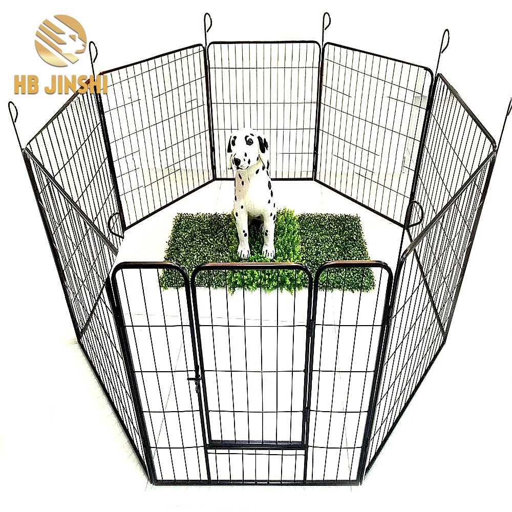 Pet cage 8 pcs panel New Black Welded Powder Coated Pet Exercise Cage Dog Barrier Fence Play Pen Kennel