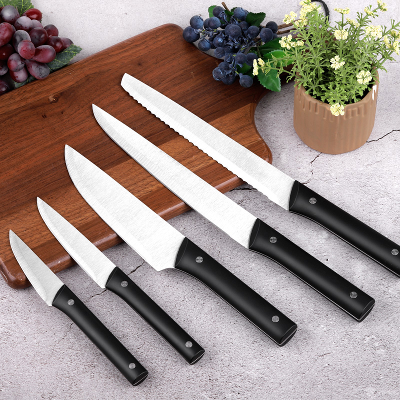 2020 hot sale kitchen knife black handle stainless steel 5pcs knife set for home kitchen