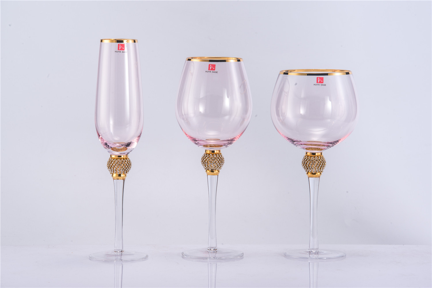 Jeweled pink wine glasses
