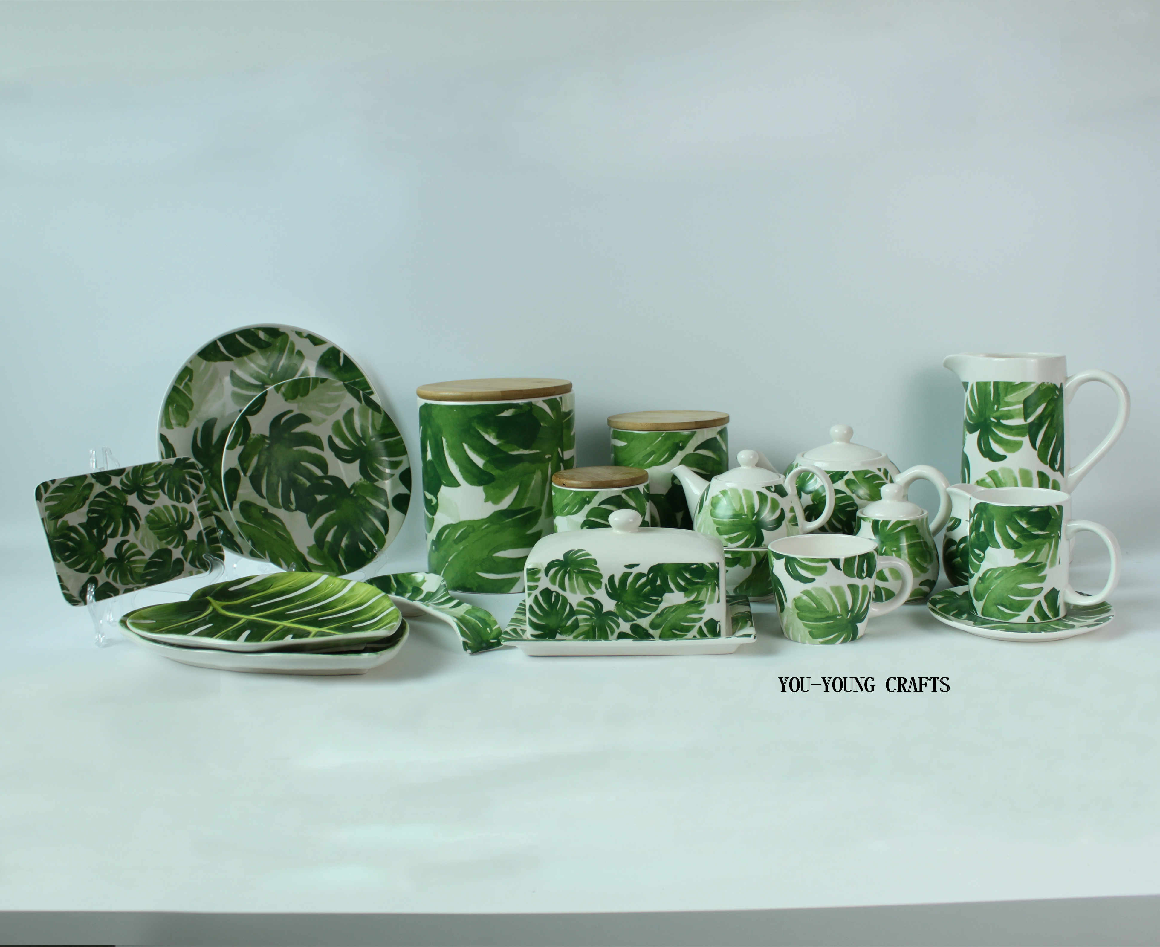 Ceramic Leaf Decal Dinnerware Set