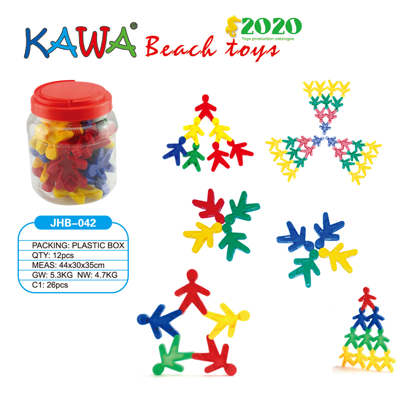 Plastic building blocks in buckets