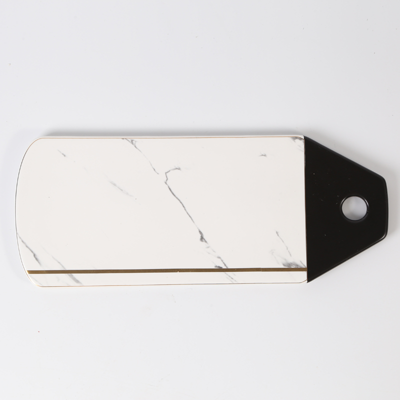 Cheese plate,matte glaze, Marble decal,gold