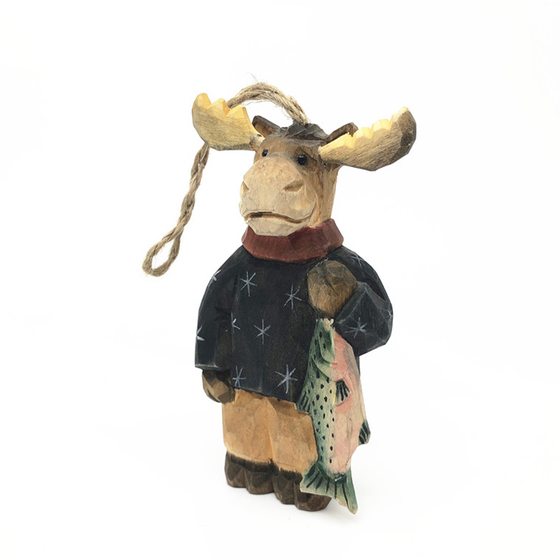 Wood Hand Carved Christmas Ornament