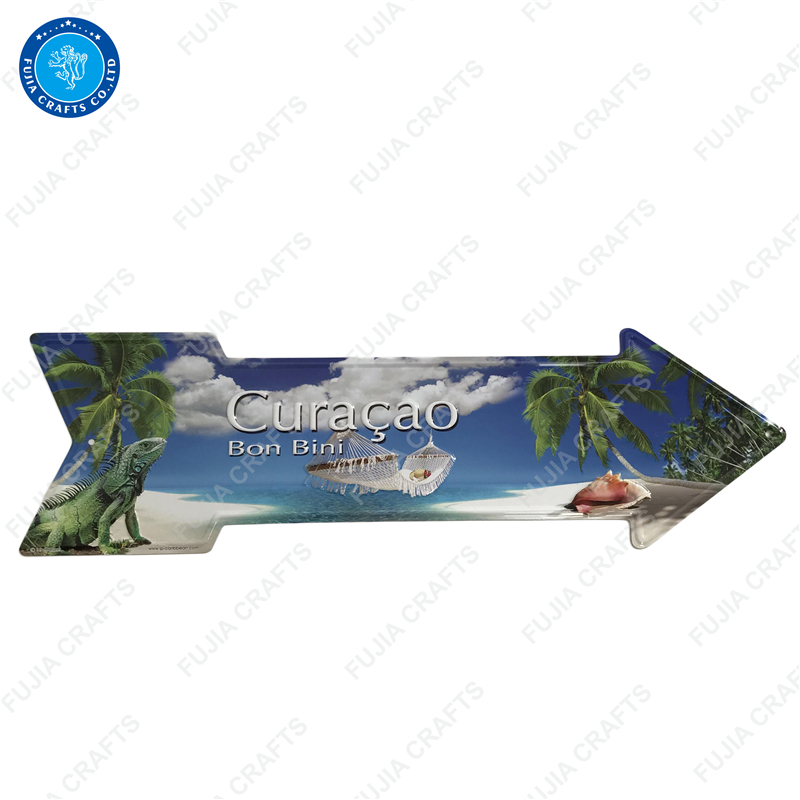 Die cut shape custom aluminum embossed metal sign