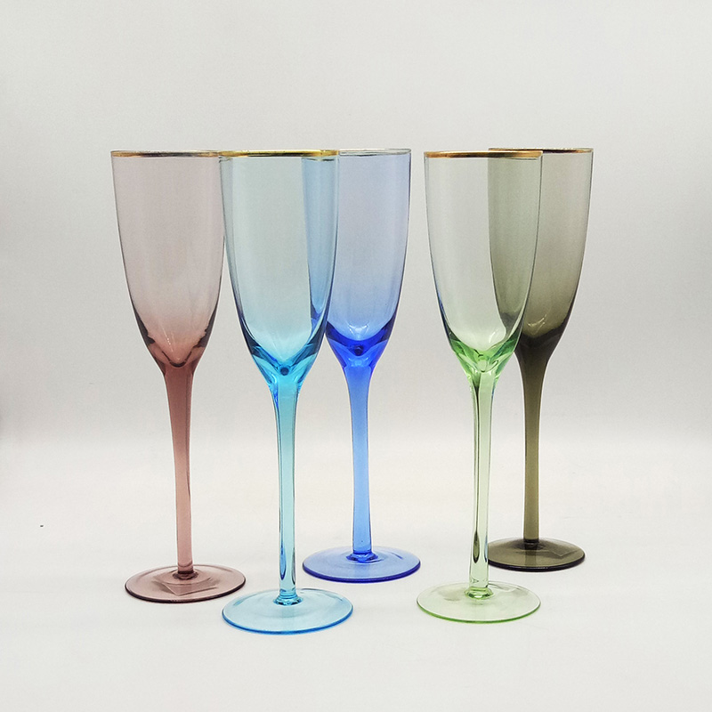 Colored champagne flutes