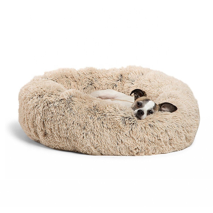 Wholesale Custom Luxury Soft Plush Warm Pet Bed Cushion Sofa Donut Round Cat Dog Bed