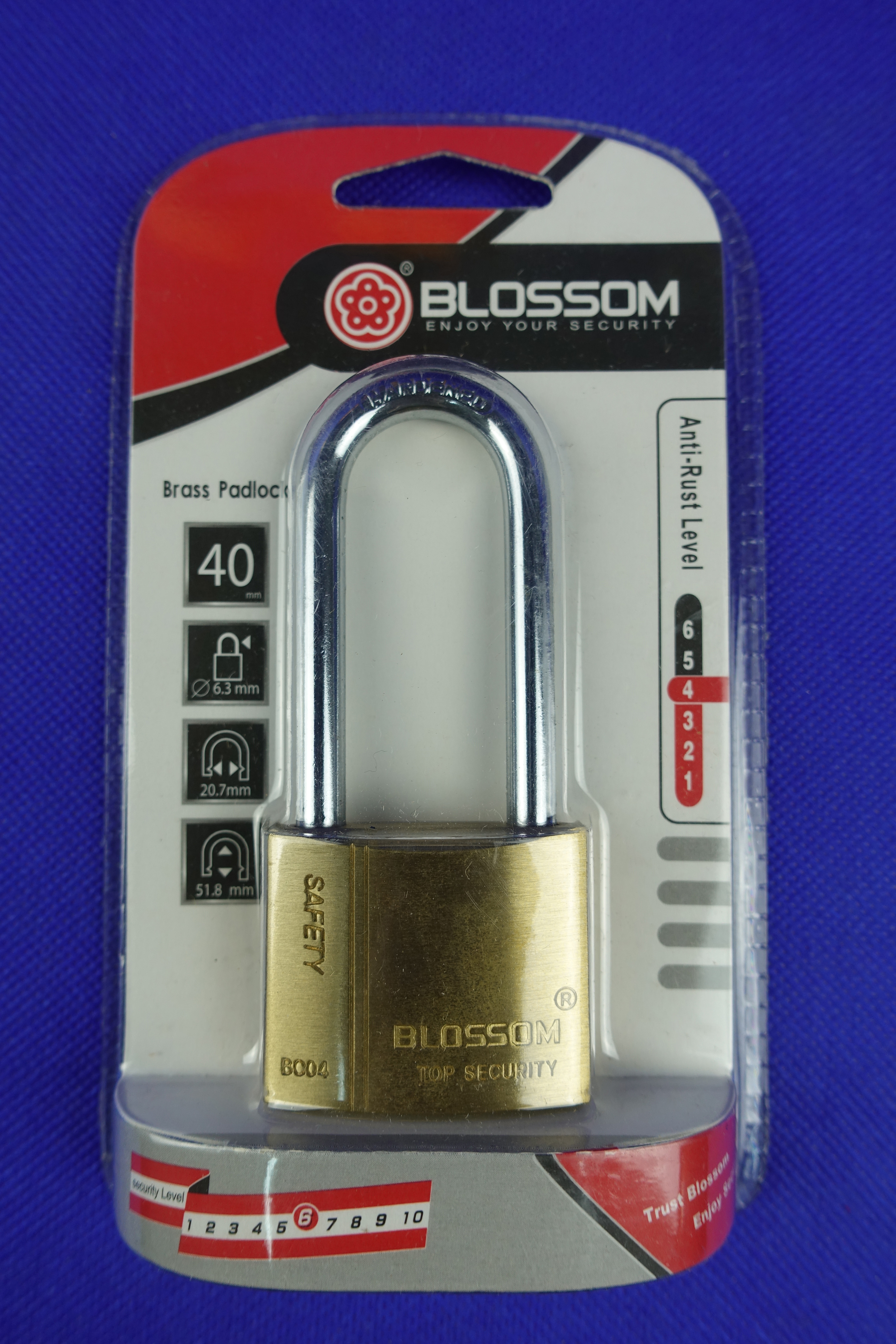 Unique shape shackle protected brass padlock