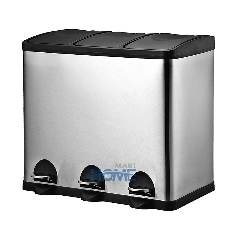 Stainless Steel Recycling Bins Rectangular Dual Compartment trash can 45L/60L