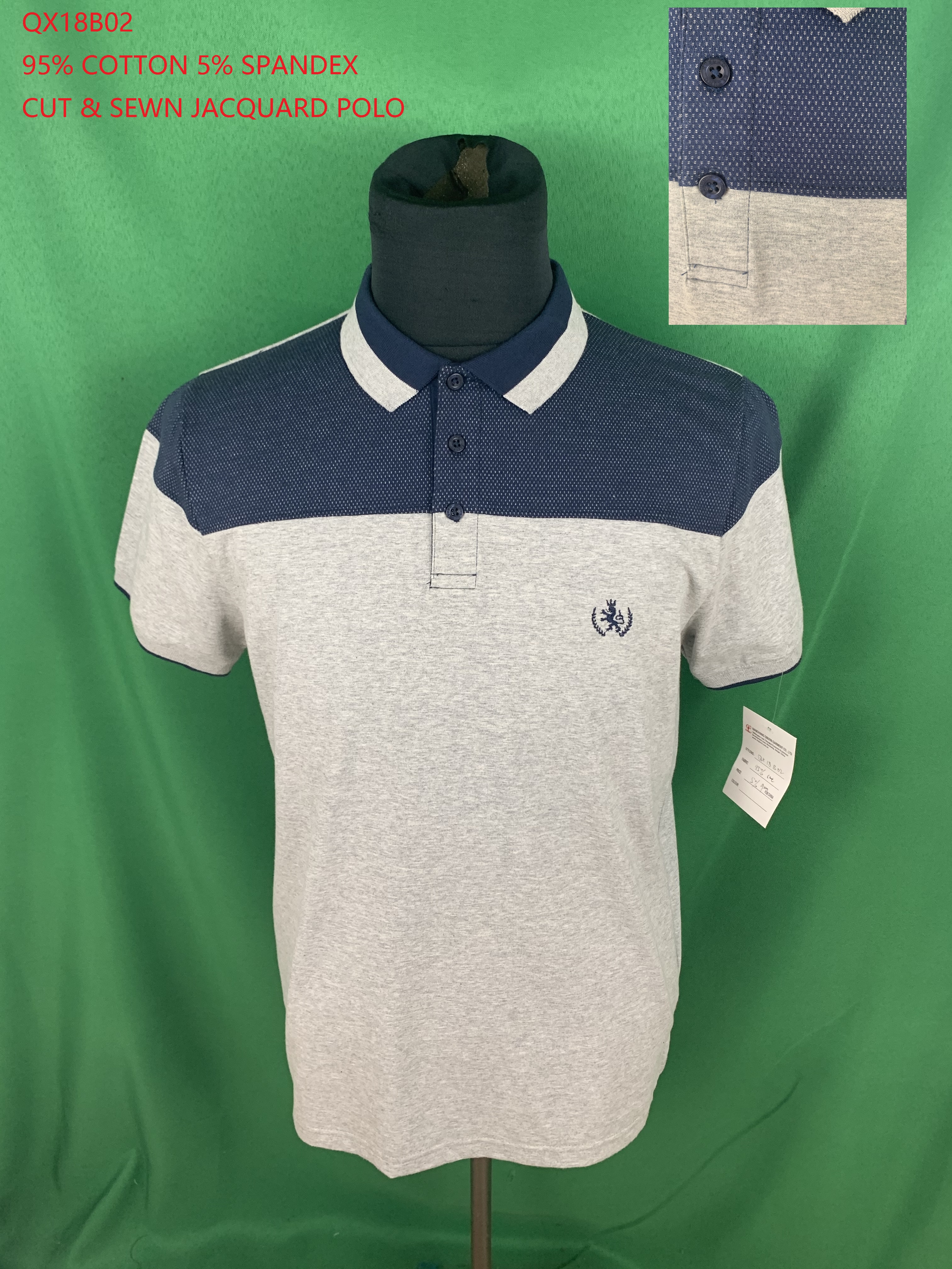 Qx18b02 Cotton Spandex Cut & Sewn Jacquard Polo