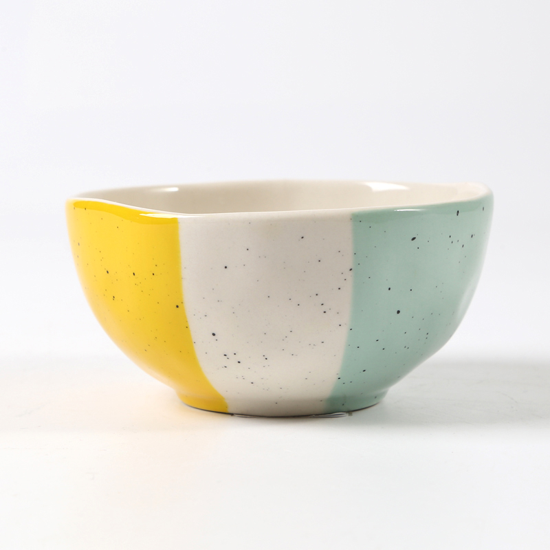 Irregular bowl, hand painted,rainbow and mottled effect