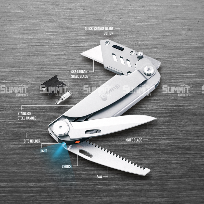 Multifunctional Utility Knife with LED Light Cutter Folding Knife