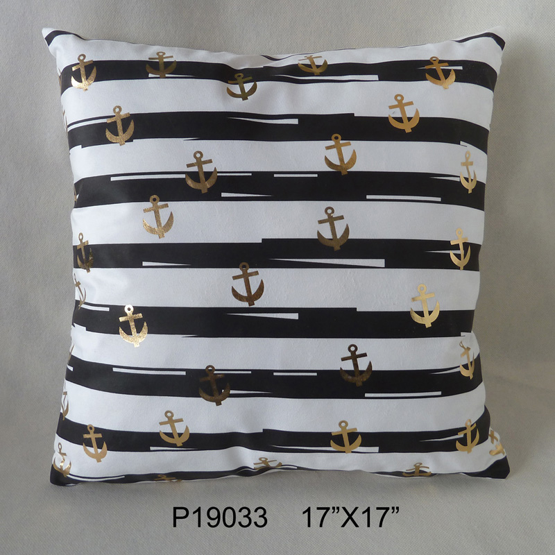 Foil Gold Anchor Pillow