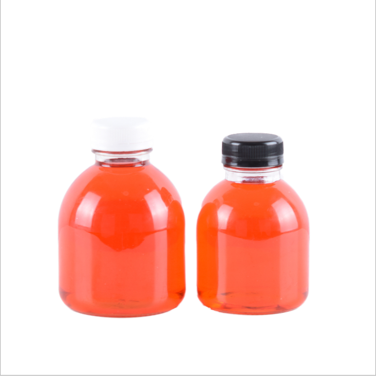 350ml clear round glass bottle for drinking with safety lid