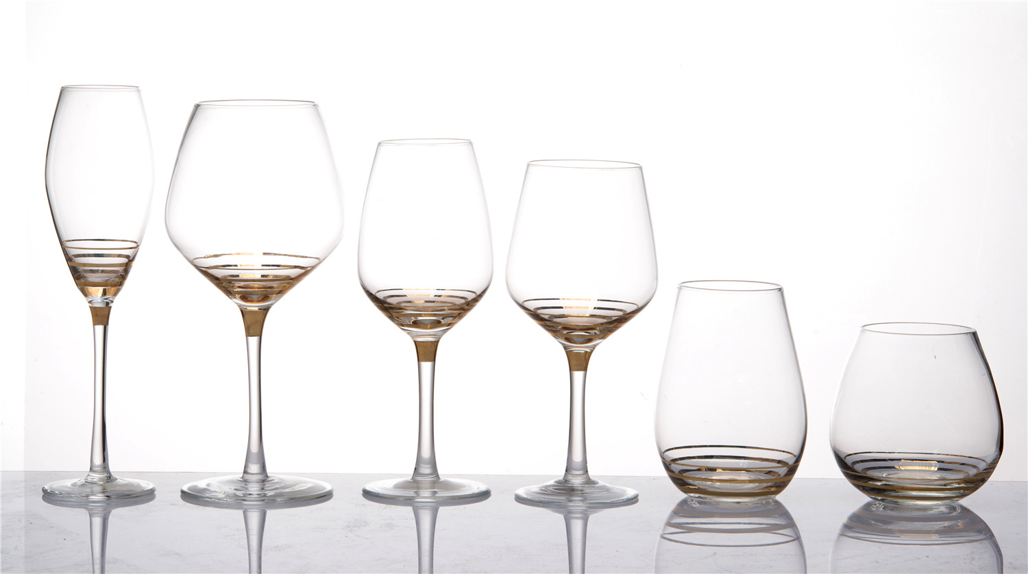 Clear glass with gold design