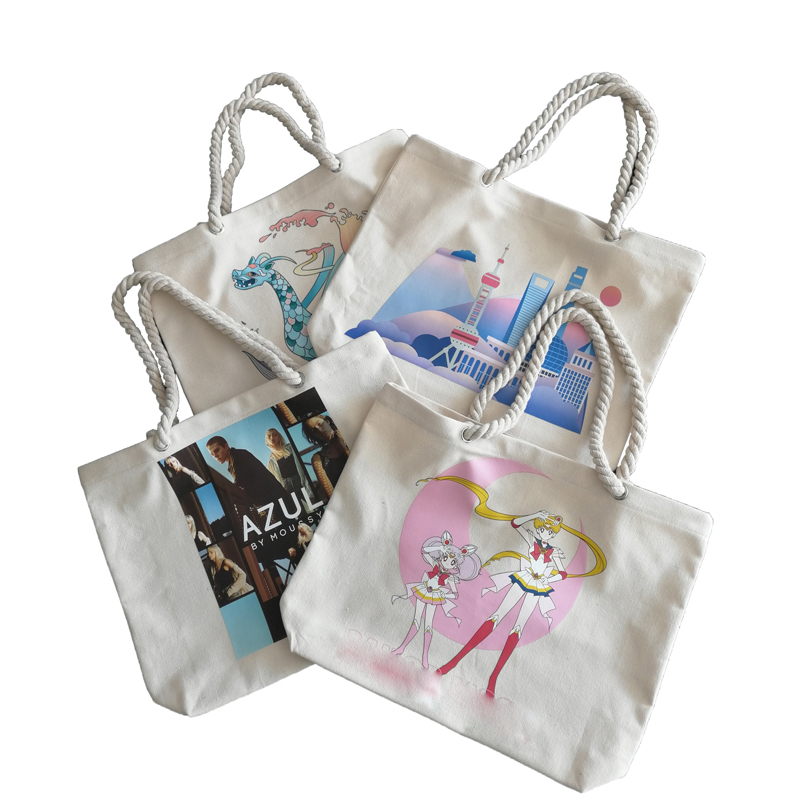 Wholesale high quality environmental protection white 16A polyester cotton shopping handbag