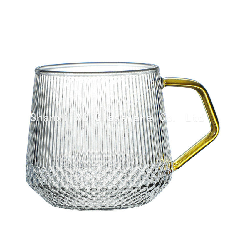 Hammer grain cold grain Daisy glass cup with colored handbar