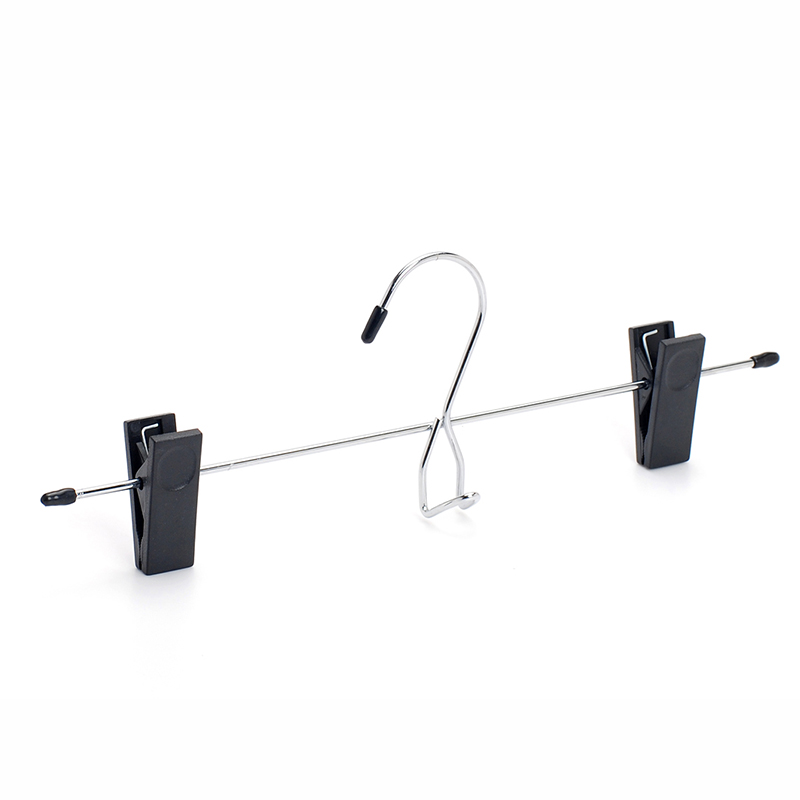 Plastic clips metal pants hanger supermarket cheap pants hanger