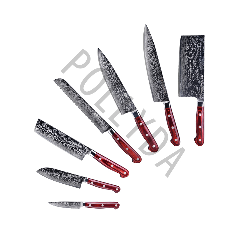 Damascus bolster Knife Pakka wood handle kitchenknife DMS0005