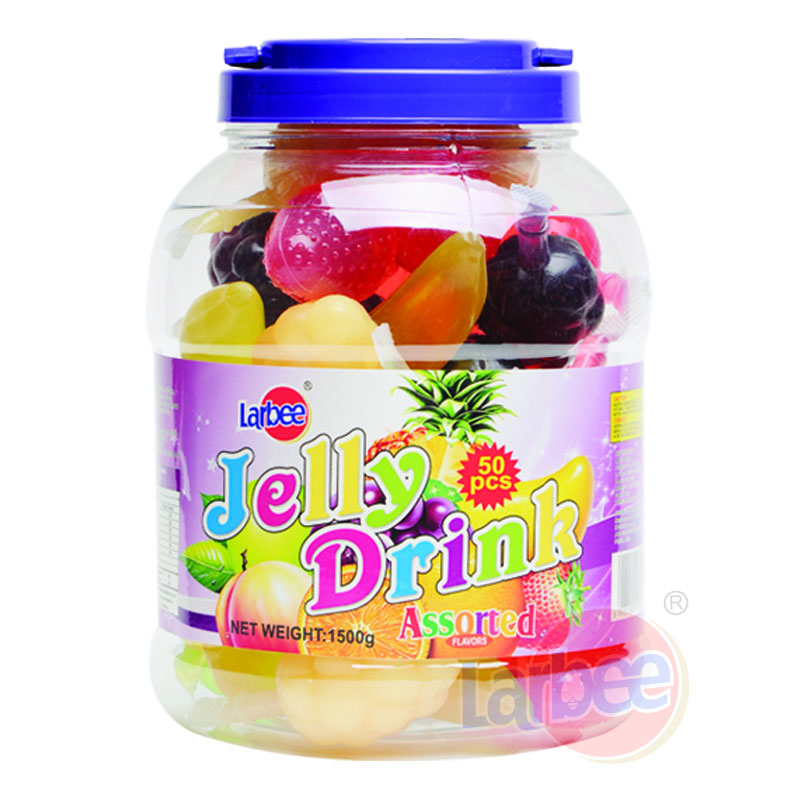 Jelly drink in round jar-fruit shaped