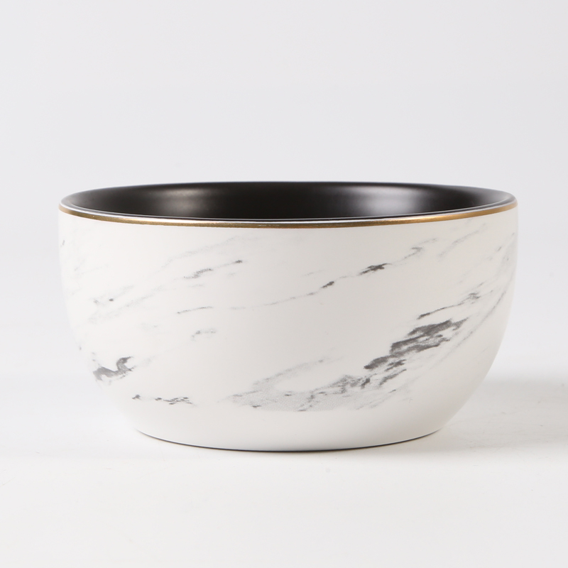 Bowl,matte glaze, Marble decal