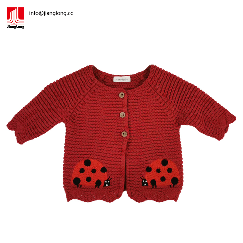 newborn girl insect embroidery cardigan knitwear
