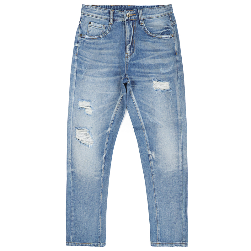 100%Cotton denim jeans men ripped jeans pants loose style jeans trousers G2314