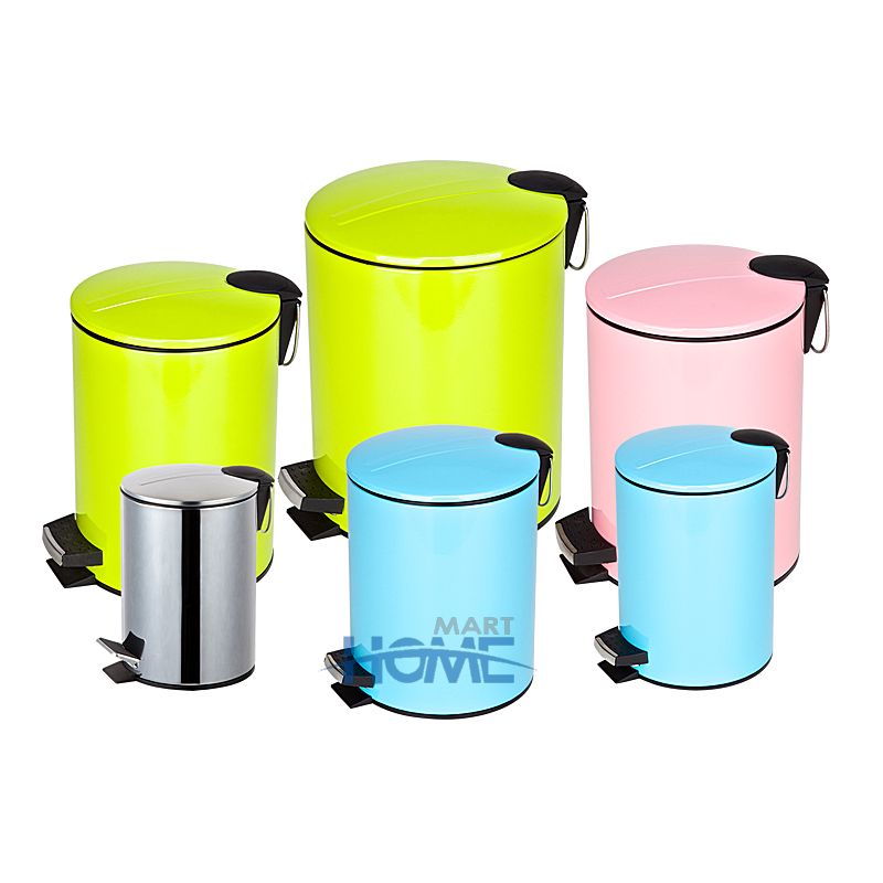 Mute Stainless Steel Dust Bin/Soft closing Pedal Bin/Round brushed Waste Bin
