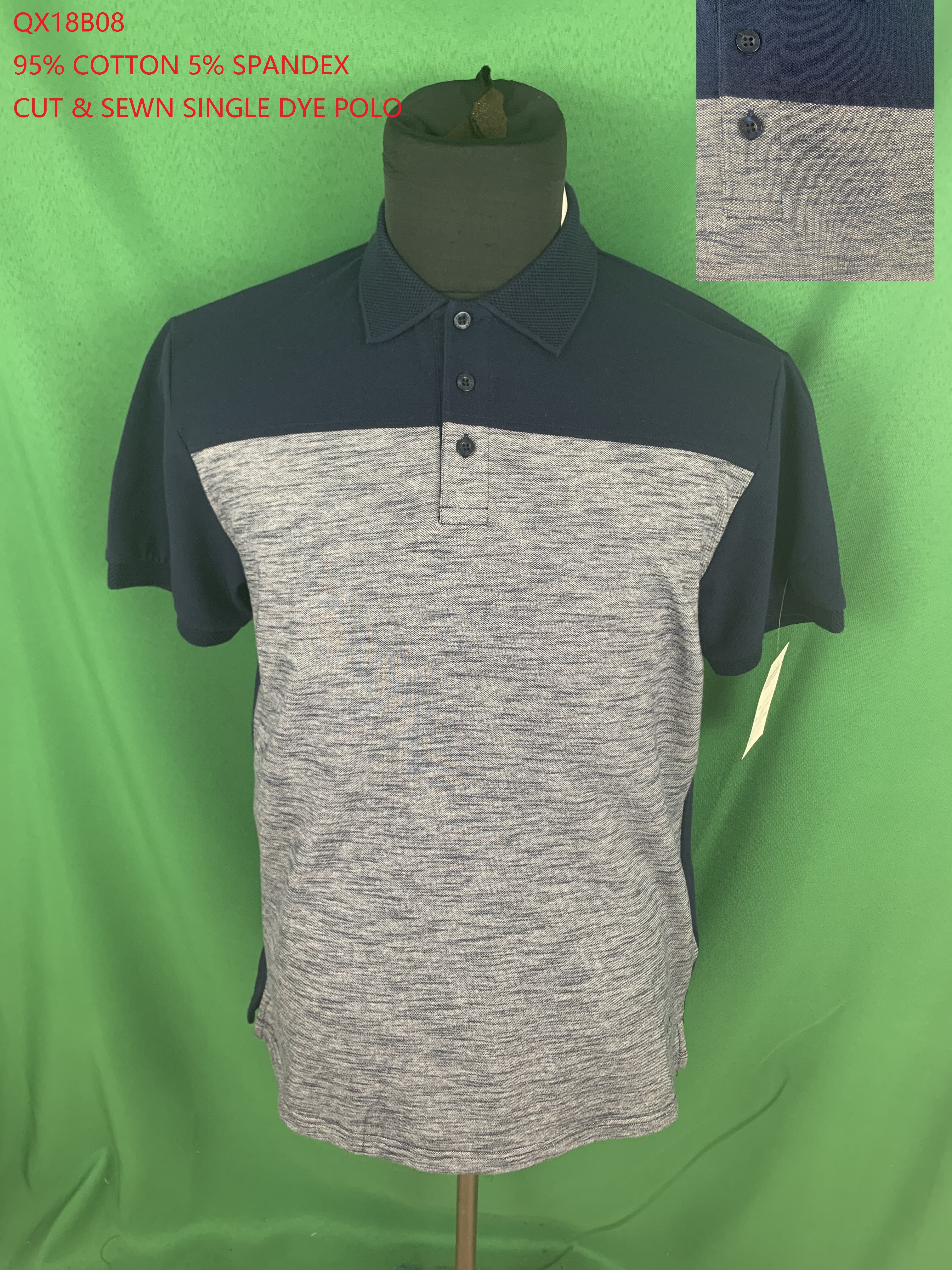 Qx18b08 Cotton Spandex Cut & Sewn Single Dye Polo