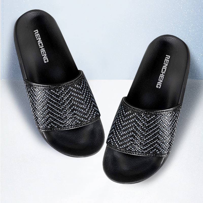 WOMEN'S PU slipper & sandal with bead craft upper EVA outsole
