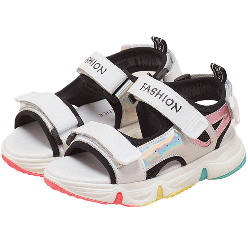 SS 2020 Fashion colorful Stripe Buckle Ankle girl Sandal