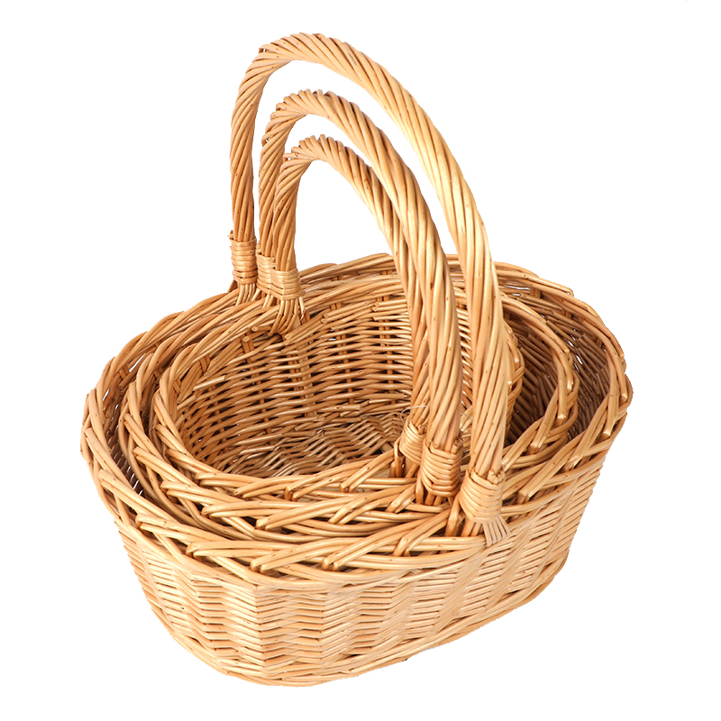 "1ACustomize Wholesale Willow Gift Packing Handmade Woven Fruit Storage Christmas Natural Wicker Basket Cheap Handmade bamboo Willow Best Sellers linyi linshu