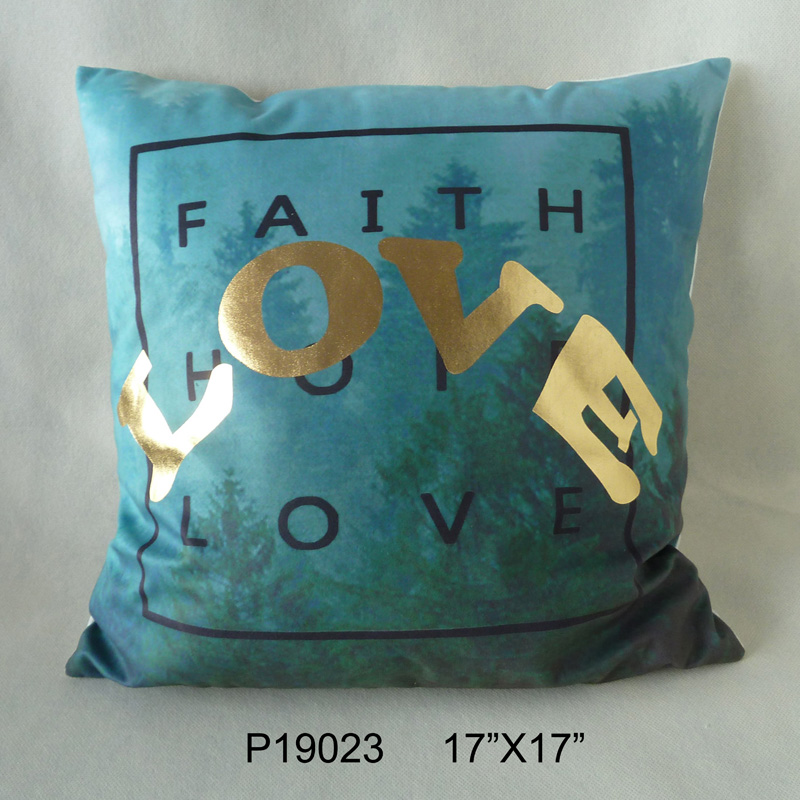 Hot stamping process Faith/Hope/Love Pillow