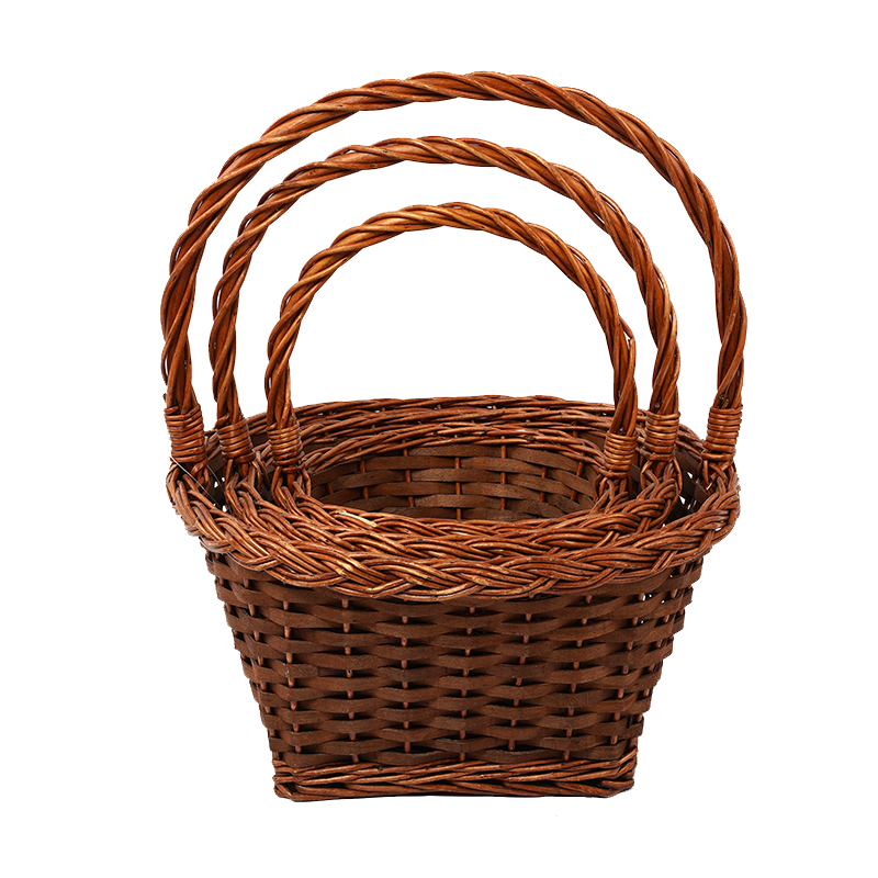 Customize Wholesale Willow Gift Packing Handmade Woven Fruit Storage Christmas Natural Wicker Basket