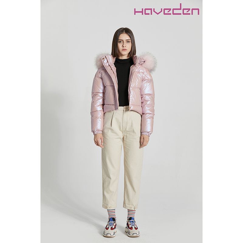 LADIES Puffer Jacket Winter Coats for Women Warm Quilted Bubble Padded Hood Coat with Fur Collar