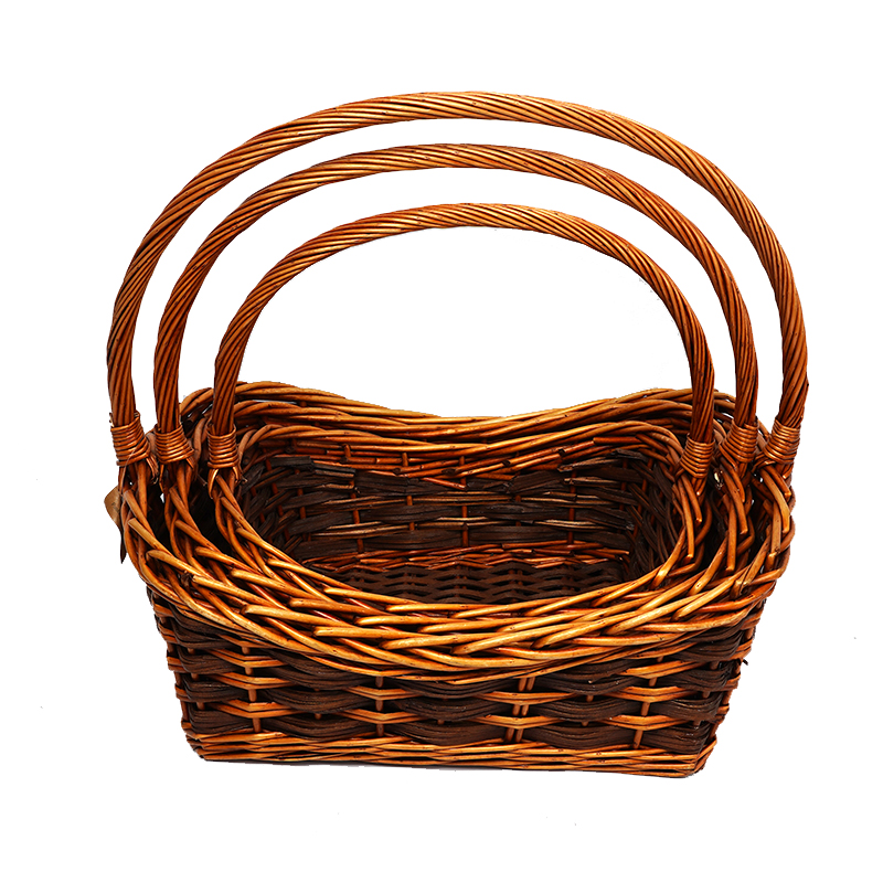 Customize Wholesale Willow Gift Packing Handmade Woven Fruit Storage Christmas Natural Wicker Basket