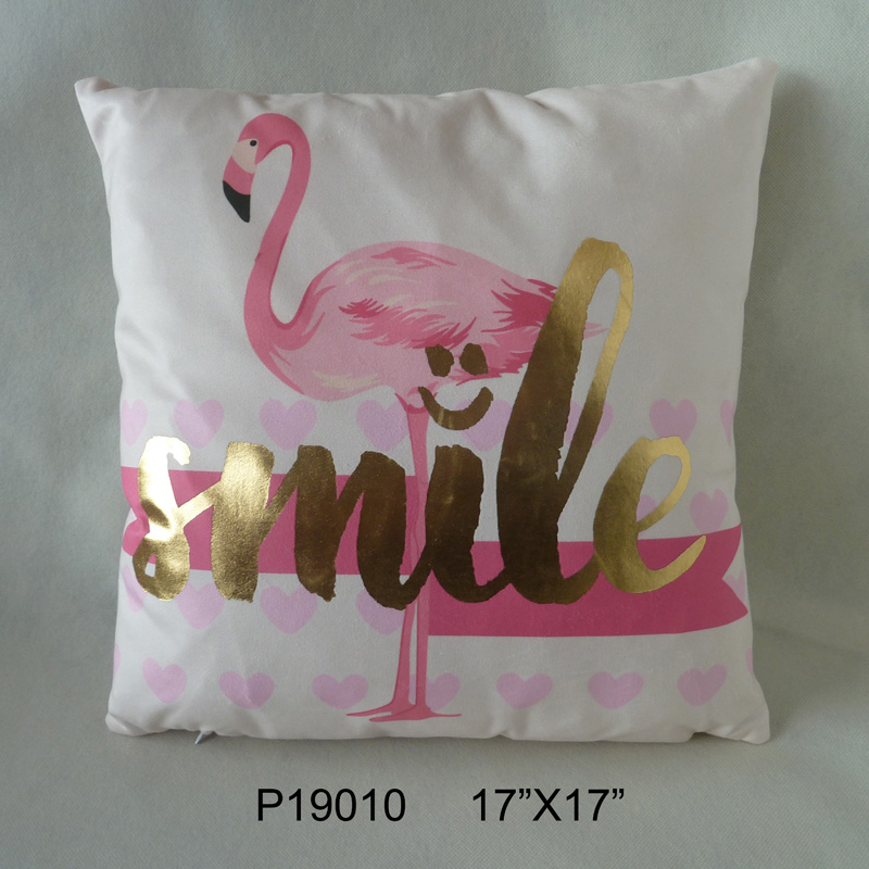 Pink flamingo bronzing pillow