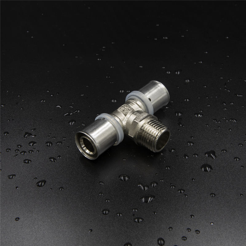 Brass Press Fitting Male Tee Nickel Plated