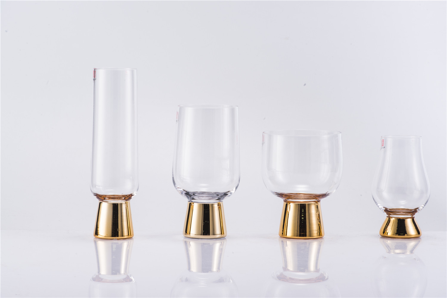 Gold plated wine glass glasses