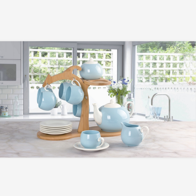 17pcs Coffee set with wooden stand